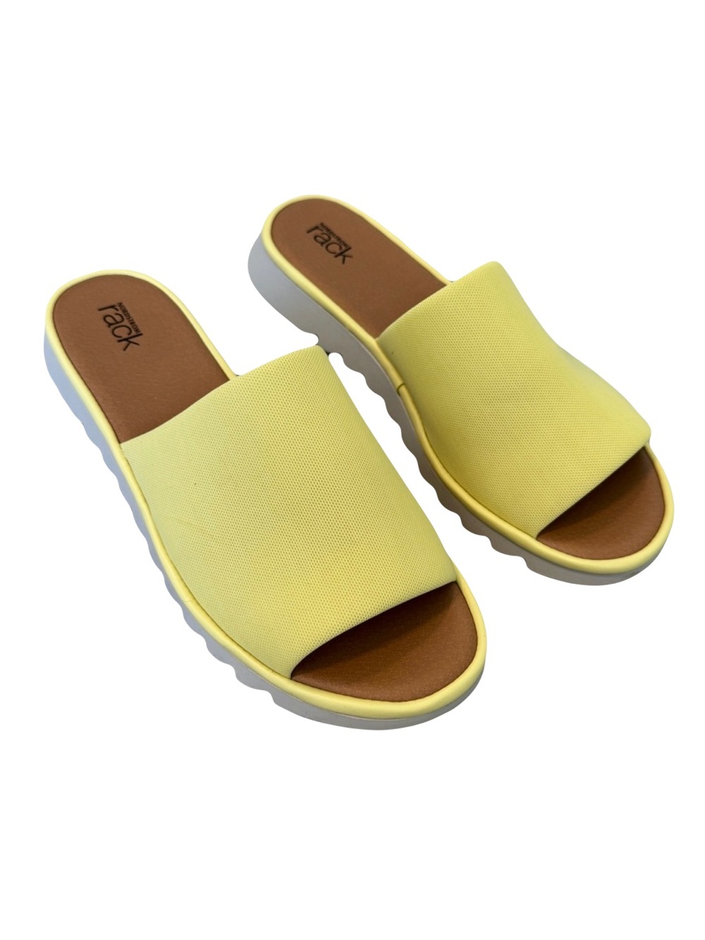 Women’s  Light  Yellow  Open  Toe  Slide  Sandals  Classic  Neutral  Summer  9.5